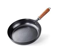MITSUMOTO SAKARI Hand Forged High Purity Iron Frying Pan, Japanese Nitriding Layer Skillet, 26 cm Non-Stick Cooking Pan (with Hammered Texture&Ebony Wood Handle)