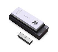 MITSUMOTO SAKARI Japanese Knife Sharpener, 1000/3000 Grit Professional Kitchen Knife Sharpening Stone, Whetstone with TPR Rubber Non-Slip Base