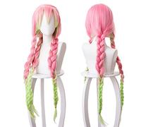 Mitsuri Wig Long Pink Gradient Green Three Braided Cosplay for Women Halloween Conventions Cos Anime Party Heat Resistant Synthetic Fabric Costume Hair