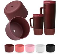 Mity rain 2PCS Protective Boot for Owala SmoothSip Slider with Handle 12 oz & 24 oz, Tumbler Silicone Boot Travel Mug Accessories,Anti-Slip, Noise-Reducing,Prevents Scratches(Black Cherry)