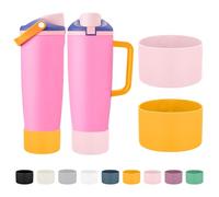 Mity rain 2PCS Protective Silicone Boots for Owala 30oz & 40oz FreeSip Sway Bottles & Tumblers - Accessories for owala, Enhances Stability & Prevents Scratches (Golden Yellow & Pastel Pink)