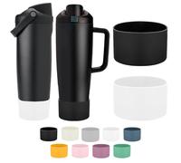 Mity rain 2PCS Protective Silicone Boots for Owala 30oz & 40oz FreeSip Sway Bottles & Tumblers - Accessories for owala, Enhances Stability & Prevents Scratches (Black & White)
