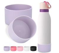 Mity rain 2PCS Silicone Boot for Owala FreeSip Twist Water Bottle, Anti-Slip, Noise-Reducing,Prevents Scratches (24 oz Light Purple)