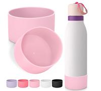 Mity rain 2PCS Silicone Boot for Owala FreeSip Twist Water Bottle, Anti-Slip, Noise-Reducing,Prevents Scratches(24 oz light pink)