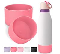 Mity rain 2PCS Silicone Boot for Owala FreeSip Twist Water Bottle, Anti-Slip, Noise-Reducing,Prevents Scratches(18 oz pink)