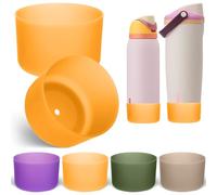 Mity rain 2PCS Silicone Boot for Owala Water Bottle 24 oz 30oz 32 oz 40 oz Accessories, Translucents Boot for FreeSip/Twist/Tumbler/Flip, Anti-Slip Protective Sleeve Bottom Protector (Dream Orange)