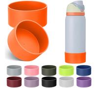 Mity rain 2PCS Silicone Boot for Owala Water Bottle 24 oz 32 oz, Anti-Slip Protective Sleeve Bottom Bumper Protector for FreeSip Stainless Steel Water Bottles Accessories (Orange, 32oz)