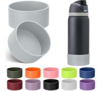 Mity rain 2PCS Silicone Boot for Owala Water Bottle 24 oz 32 oz, Anti-Slip Protective Sleeve Bottom Bumper Protector for FreeSip Stainless Steel Water Bottles Accessories (Grey, 32oz)