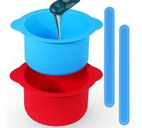 Mity rain 2pcs Silicone Wax Warmer Liner, Non-Stick Wax Pot Silicone Bowl Replacement, Reuse Wax Melt Warmer Liner With 2pcs Silicone Spatulas For Hair Removal(Blue+Red)