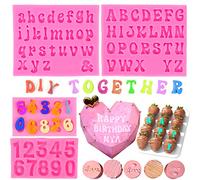 Mity rain 4pcs Letter Molds for Chocolate Covered Strawberries, Silicone Uppercase Lowercase Alphabet Number Fondant Mold for Making Candy, Gummy, Biscuit, Ice Cube Tray, Cake Decorations