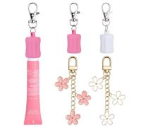 Mity rain 4PCS lip Gloss Holder Keychain for Summer Fridays, Flexible Silicone lip Balm Keychain Sleeve for Cap 0.55-0.7in, Portable Accessories for Bag, Keychains On-the-Go Touch-Ups, Pink, suitable