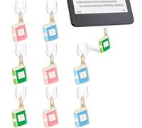 Mity Rain 8PCS Kindle Charging Port Protector, Book Dust Plug Charm, Gift for Book Lovers, Unisex, Black Alloy & Crystal, Magnetic Clasp