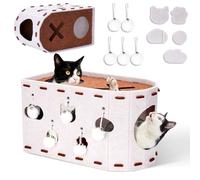 Mity Rain Cat House for Indoor Cats, Foldable Felt Bed Cave with Tunnel & Cat Ball Toy, Large Cat Bed Up to 22lbs, Soft & Warm Cat Beds & Furniture for Indoor Kitten Adult Cats