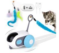 Mity rain Cat Interactive Toy for Indoor Cats - Remote Control Pet Automatic Moving Toy with 2-Speed Adjustment, Smart Cat Car, Kitty Puzzle Self Play, Boredom Busters for Kitty Fun 2.0 (Blue)