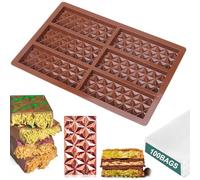 Mity rain Chocolate Bar Mold - Deep Chocolate Bar Pistachio, Knafeh Pistachio Chocolate Bar Thick Silicone Tray, Diamond Candy Mould with 100PCS Clear Cellophane Bags