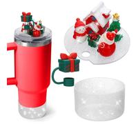 Mity rain Christmas Cup Accessories for Stanley Cup 30oz 40oz,Including Boot, Silicone Straw Topper Cover Cap, Lid Charms for H2.0 Tumbler (Gift Box 40 oz)