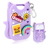 Mity rain Hand Sanitizer Spray Case Compatible With Touchland, Cute Silicone Hand Sanitizer Holder Keychain with 4 Charms, Portable Refillable Sanitizer Accessory, Gift For Women And Teens(Purple)
