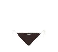 Miu Miu crochet-knit embroidered-logo bikini bottoms - Black 38