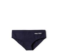 Miu Miu logo-embroidered bikini bottoms - Blue 36-38-40-42
