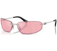 Miu Miu , Silver Mirrored Sunglasses Wraparound Style ,Gray female, Sizes: 68 MM