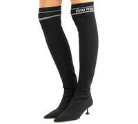 Miu Miu Sock Ribbed-Knit Over-the-Knee Boots Shoes New 38