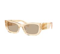 Miu Miu Woman Sunglass MU 09WS - Frame color: Sand Transparent, Lens color: Dark Brown