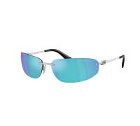 Miu Miu Woman Sunglass MU A50S - Frame color: Silver, Lens color: Light Green Mirror Blue