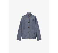 Miu Miu Womens Miu Miu Brand-Appliqué Checked Cotton Jacket Bleu 8