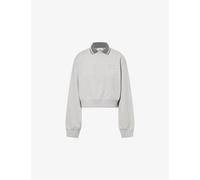 Miu Miu Womens Miu Miu Contrast-Stripe Collared Cotton Sweatshirt Grigio L