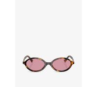 Miu Miu Womens Miu Miu Mu 04Zs Oval-Frame Acetate Sunglasses Brown