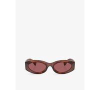 Miu Miu Womens Miu Miu Mu 11Ws Oval-Shape Acetate Sunglasses Brown