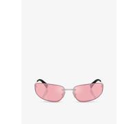 Miu Miu Womens Miu Miu Mu A50S Oval-Frame Metal Sunglasses Silver
