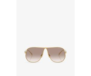 Miu Miu Womens Miu Miu Mu A56S Aviator-Frame Metal Sunglasses Gold
