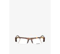 Miu Miu Womens Miu Miu Mu B07S Rectangle-Frame Tortoiseshell Acetate Optical Glasses Brown