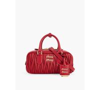 Miu Rosso Matelassé Logo-plaque Leather Bag