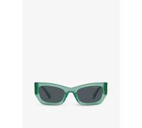 Miu Womens Green Mu 09ws Rectangle-frame Acetate Sunglasses