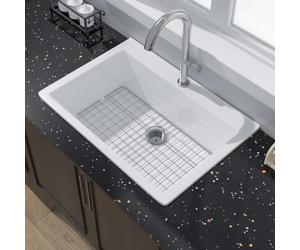 Miuara Kitchen Sink Drop In 30 Inch x 22 Inch White Kitchen Sink Farmhouse Kitchen Sink Drop In Kitchen Sink Topmount Kitchen Sink Overmount Fireclay Sink Single Bowl Kitchen Sink 1 Hole