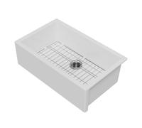 Miuara Self Trimming Farmhouse Sink 33 Inch - Tall Apron Front Fireclay Kitchen Sink 33"x20"x10", Dual Mount: Undermount & Topmount, Farm House Style Single Bowl, Glossy White, for Kitchen