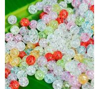 MiuCo 8mm Glass Beads for Bracelet Making Kit, Rund Colourful Crackle Beads Set Making Necklace Phone Lanyard Wind Chimes, Bags, Apparel