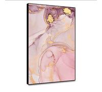 Miueapera 12x16inch Marble Canvas Wall Art Framed Poster Gold And Pink Marble Prints Canvas Painting Abstract Wall Picture For Living Room Bedroom Modern Home Office Decoration