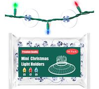 Miuezuth Christmas Suction Cups, Mini Holiday Light Hooks Holders, Clear Rope Light Caddy Window Glass Suction Cup Clips Hang Seasonal Decorations & Xmas Ornaments (50 Pcs)