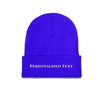 Miujonvy Custom Beanie Slouch Blue Beanie Personalized Text Warm Beanie Cap