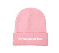 Miujonvy Custom Beanie Slouch Pink Beanie Personalized Text Personalized Knit Hat