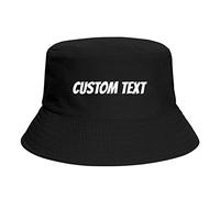 Miujonvy Custom Bucket Hat for Adult Custom Text Bucket Hat Sun Hat for Summer Travel Beach Black