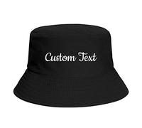 Miujonvy Custom Bucket Hats for Men Custom Text Fisherman Hat Sun Hat for Summer Travel Beach Black
