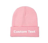 Miujonvy Custom Hat Slouch Pink Beanie Custom Text Personalized Hat