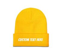 Miujonvy Custom Hat Slouch Yellow Beanie Custom Text Here Knitted Hats