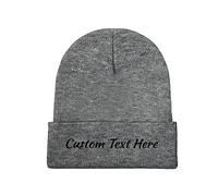 Miujonvy Custom Knitted Beanie Hats Slouch Darkgray Beanie Custom Text Here Warm Knit Skull Cap