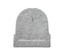 Miujonvy Custom Knitted Beanie Hats Slouch Gray Beanie Personalized Text Personalized Hat