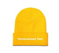 Miujonvy Custom Knitted Beanie Hats Slouch Yellow Beanie Personalized Text Warm Knit Skull Cap